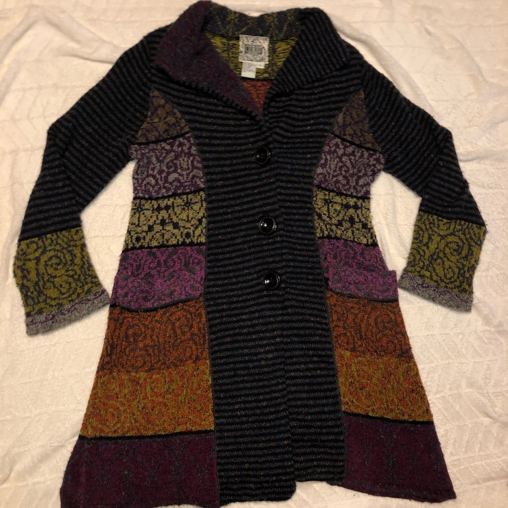 Anthropologie Curio Sweater Button Multicolor L